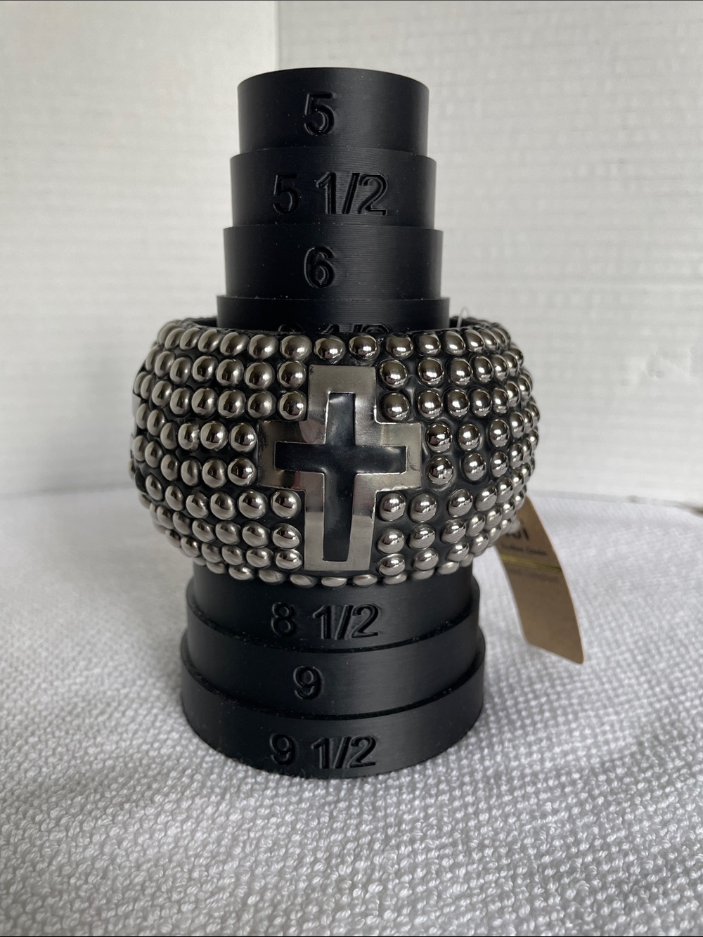 Bangle. Noi Brand. Black With Silver Embellishments And Crosses. NWT